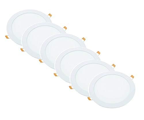 JANDEI - Pack 6 x LED-Einbau-Downlights, 18W, 1440 Lumen, Runde Form, Einbauloch Ø 200- Ø 205 mm, Extraflach 13 mm Tiefe, Lichtfarbe Kaltweiß 6000K, Inklusive Transformator von JANDEI