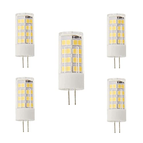 JANDEI – Pack x5 LED-Lampen 12 V DC, G4 mit 3W Leistung – natürliche weiße Farbe 4000 K, 400 Lumen, (entspricht 25-30 W Halogen), 12 mm Ø, 46 mm Gesamtlänge mit Stiften, Schutzart IP20 von JANDEI