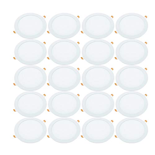 JANDEI – Packung mit 20 LED-Einbau-Downlights, 18 W, 1440 Lumen, runde Form, Einbauloch Ø 200 – Ø 205 mm, extra flach, 13 mm Tiefe, Warmweiß 3000K, inklusive Transformator von JANDEI