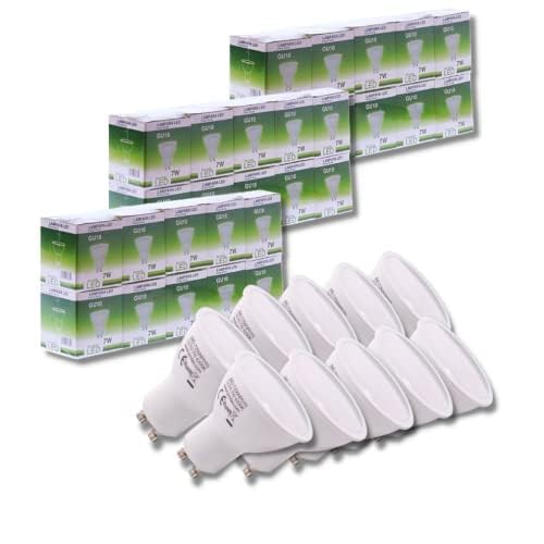 JANDEI - Packung mit 30 GU10 LED-Lampen 7W (50W äquivalent), Kaltweiß 6000K, 650 Lumen, Energiesparlampen, nicht dimmbar, für Haus, Büro, Geschäft von JANDEI