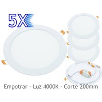 5x Downlight led 18W runde Ebene des weißen Lichts 4200K, Aluminium Aro White Matte, für 200-205 mm Hohl - Jandei von JANDEI