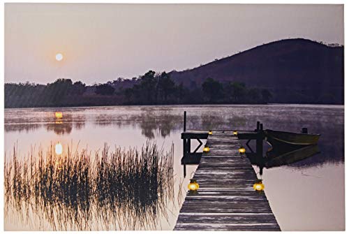 Jandei Abenddämmerung an Einem See mit Steg Landschafts-LED-Bild mit 7 LEDs von JANDEI