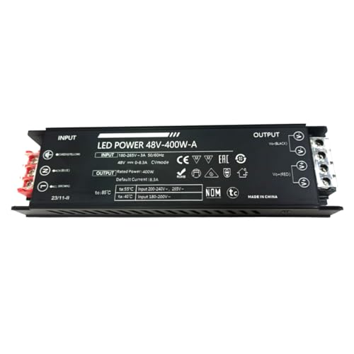 Jandei Transformator-Netzteil 110/220 V AC auf 48 VDC, 400 W, 8,3 A, Installation im Innenbereich IP20 für LED-Streifen, Neon oder Geräte mit niedriger Spannung Jandei Transformator-Netzteil 110/220 V AC auf 48 VDC, 400 W, 8,3 A, Installation im Innenbereich IP20 für LED-Streifen, Neon oder Geräte mit niedriger Spannung von JANDEI
