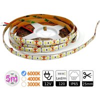 Led pira 12V kalte white 6000K 600LED bobina 5 Meter IP65 externer SMD2835 Hochwertiger Klebstoffbasis 3M. Alle 25 Millimeter schneiden. - Jandei von JANDEI