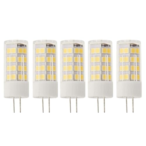 JANDEI – Pack x5 LED-Lampen 12 V DC, G4 mit 3W Leistung – natürliche weiße Farbe 4000 K, 400 Lumen, (entspricht 25-30 W Halogen), 12 mm Ø, 46 mm Gesamtlänge mit Stiften, Schutzart IP20 von JANDEI
