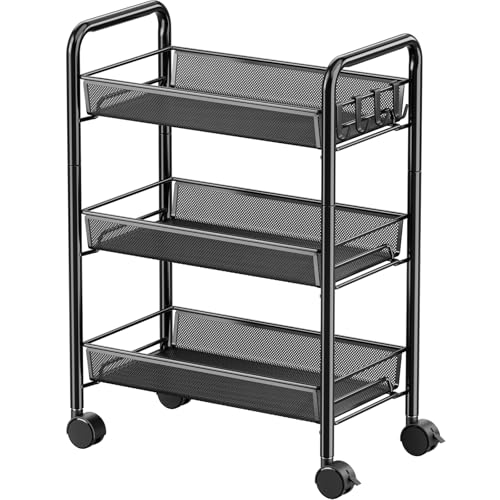Jane Eyre Rollwagen mit Rollen, Mehrzweck-Organizer 3 Tier schwarz von JANE EYRE