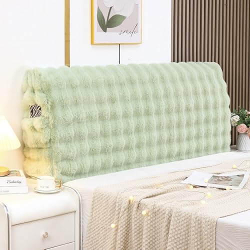 JANEMUA Einfach Zu Montierende Kopfteilabdeckung Mit Tasche, Elastischer Kopfteilbezug, All-Inclusive Flauschige Kopfteilabdeckung Staubdicht Und Schützend-Green||220cm von JANEMUA
