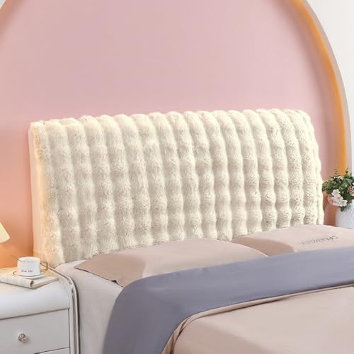 JANEMUA Fluffy Elastic Headboards Abdeckung Keine Tasche, All-Inclusive-Kopfteil Staubdicht Slipcover, Bett Kopfteile Schutz-Beige||120cm von JANEMUA