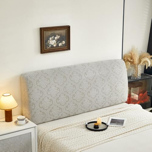 JANEMUA Solide Farbe Jacquard Bett Kopfteilbezug, Weiche Hautfreundliche Kopfbretter Abdeckung, Waschbar Anti-Collision Staubdicht Protector Cover-Grey||200cm von JANEMUA