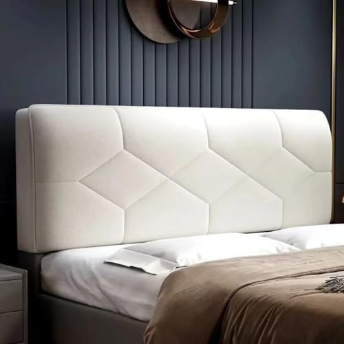 JANEMUA Verdickter Bettkopfteilbezug, Stretch-Bettkopfteilbezug mit dehnbarer Seite, einfarbiger, staubdichter Baumwollbezug für Einzel-, Doppel- und Kingsize-Betten-Off-White||200cm von JANEMUA