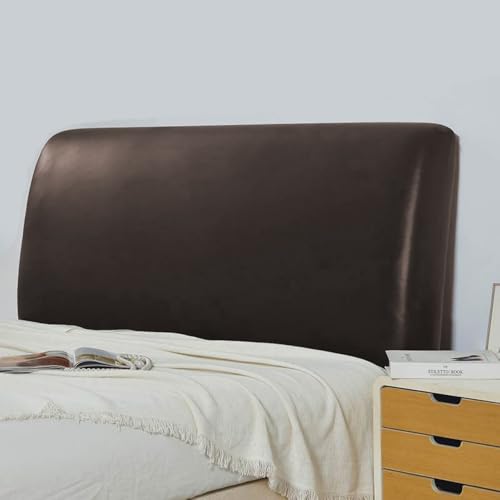 JANEMUA Wasserdichter Pu-Leder-Kopfteilbezug, Einzel-/King-/Doppel-Kopfteilbezug, Universal All-Inclusive Dehnbare, Staubdichte Kopfteilumhüllung-Coffee||200cm von JANEMUA
