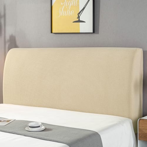 JANEMUA Weicher Hautfreundlicher Kopfteilbezug, All-Inclusive Dehnbarer Kopfteilbezug, Universelle Einfarbige Staubdichte Kopfteilumhüllung-Beige||200cm von JANEMUA