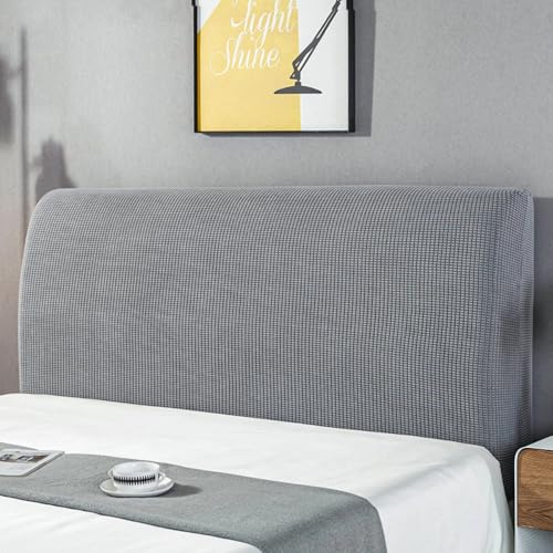 JANEMUA Weicher Hautfreundlicher Kopfteilbezug, All-Inclusive Dehnbarer Kopfteilbezug, Universelle Einfarbige Staubdichte Kopfteilumhüllung-Light Grey||200cm von JANEMUA