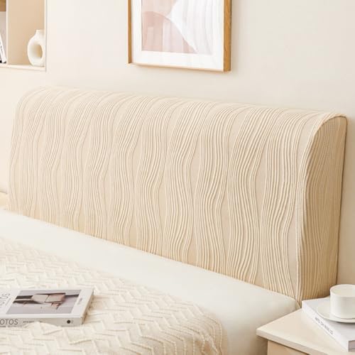 JANEMUA Wellenmuster Weicher Kopfteilbezug, Moderne Jacquard-Kopfteilabdeckung, Waschbar, Kollisionssicher, Staubdicht, Kopfteilumhüllung-Beige||200cm von JANEMUA