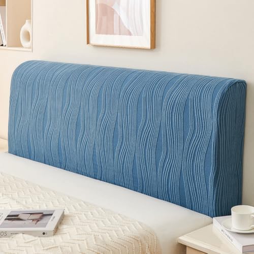JANEMUA Wellenmuster Weicher Kopfteilbezug, Moderne Jacquard-Kopfteilabdeckung, Waschbar, Kollisionssicher, Staubdicht, Kopfteilumhüllung-Blue||200cm von JANEMUA