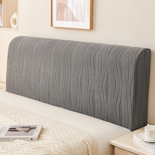 JANEMUA Wellenmuster Weicher Kopfteilbezug, Moderne Jacquard-Kopfteilabdeckung, Waschbar, Kollisionssicher, Staubdicht, Kopfteilumhüllung-Gray||200cm von JANEMUA