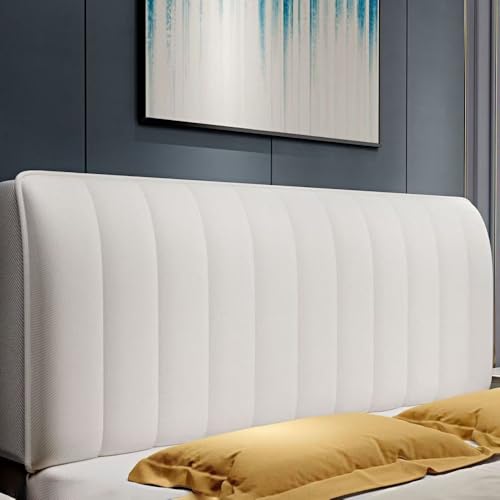 JANEMUA wasserdichte Streifen Kopfbretter Abdeckung, Elastische Anti-Collision Kopfbrett Slipcover, Bequeme Solide Farbe Bett Kopfbretter Staubdicht Schützend-Beige||220cm von JANEMUA
