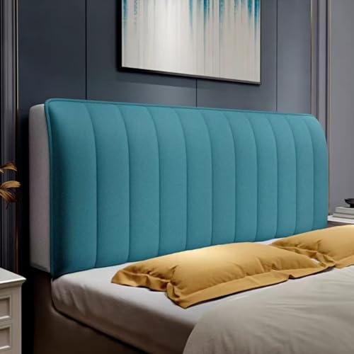 JANEMUA wasserdichte Streifen Kopfbretter Abdeckung, Elastische Anti-Collision Kopfbrett Slipcover, Bequeme Solide Farbe Bett Kopfbretter Staubdicht Schützend-Blue||200cm von JANEMUA