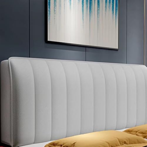 JANEMUA wasserdichte Streifen Kopfbretter Abdeckung, Elastische Anti-Collision Kopfbrett Slipcover, Bequeme Solide Farbe Bett Kopfbretter Staubdicht Schützend-Grey||200cm von JANEMUA