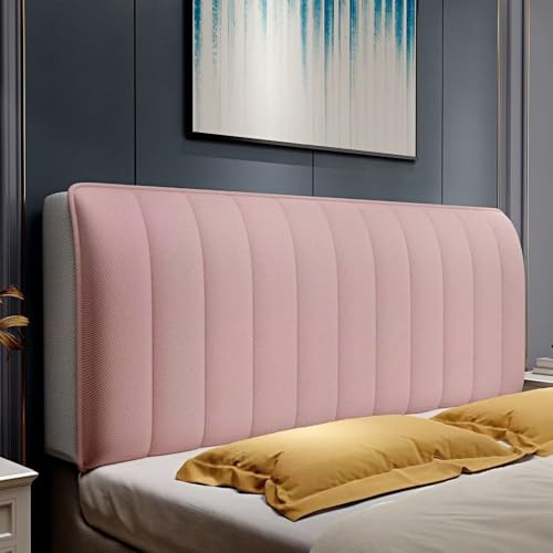 JANEMUA wasserdichte Streifen Kopfbretter Abdeckung, Elastische Anti-Collision Kopfbrett Slipcover, Bequeme Solide Farbe Bett Kopfbretter Staubdicht Schützend-Pink||200cm von JANEMUA