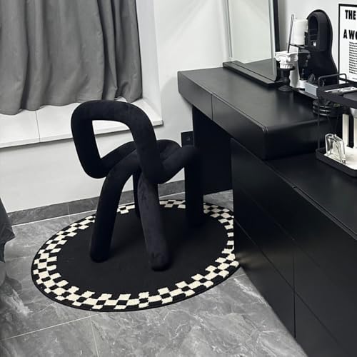 Mehrzweck-Fußbodenschutzmatte Mit Schachbrettmuster, Antirutsch-Stuhlschutzmatte Teppich, Holz/Fliesen-Schutzmatten-Black White||80×80CM von JANEMUA