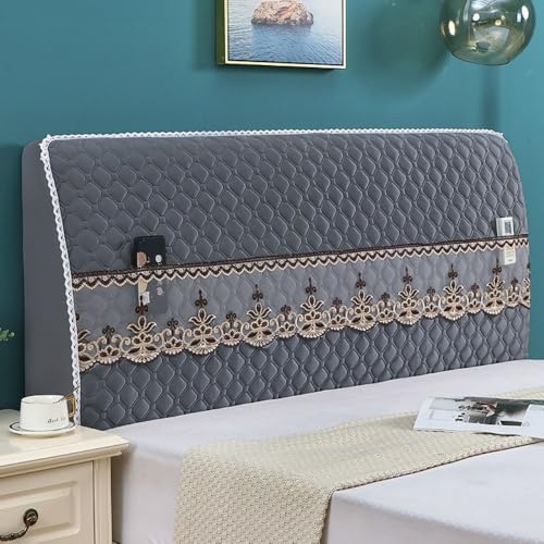 Rhombus Muster Jacquard Kopfbretter Abdeckung Mit Spitze Tasche, All-Inclusive Kopfbrett Slipcover, Elastische Bett Rückenlehne Protector-Dark Grey||210cm Rhombus Muster Jacquard Kopfbretter Abdeckung Mit Spitze Tasche, All-Inclusive Kopfbrett Slipcover, Elastische Bett Rückenlehne Protector-Dark Grey||210cm von JANEMUA