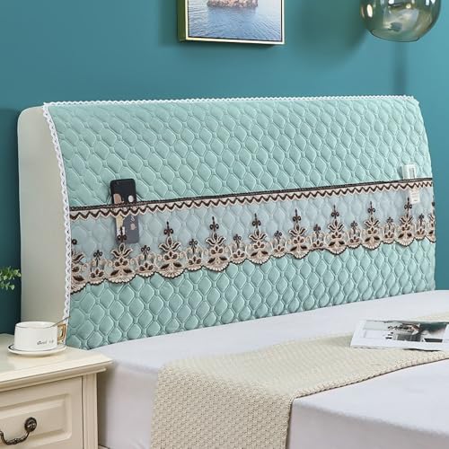 Rhombus Muster Jacquard Kopfbretter Abdeckung Mit Spitze Tasche, All-Inclusive Kopfbrett Slipcover, Elastische Bett Rückenlehne Protector-Green||210cm Rhombus Muster Jacquard Kopfbretter Abdeckung Mit Spitze Tasche, All-Inclusive Kopfbrett Slipcover, Elastische Bett Rückenlehne Protector-Green||210cm von JANEMUA
