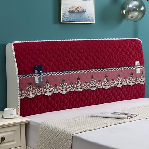 Rhombus Muster Jacquard Kopfbretter Abdeckung Mit Spitze Tasche, All-Inclusive Kopfbrett Slipcover, Elastische Bett Rückenlehne Protector-Red||180cm Rhombus Muster Jacquard Kopfbretter Abdeckung Mit Spitze Tasche, All-Inclusive Kopfbrett Slipcover, Elastische Bett Rückenlehne Protector-Red||180cm von JANEMUA