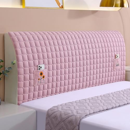 Weicher Flauschiger Kopfteilbezug Mit Sonnenblumenmuster Tasche, Schachbrettmuster Jacquard Kopfteilbezug, Universal Bett Rückenlehnenschoner-Pink||220cm Weicher Flauschiger Kopfteilbezug Mit Sonnenblumenmuster Tasche, Schachbrettmuster Jacquard Kopfteilbezug, Universal Bett Rückenlehnenschoner-Pink||220cm von JANEMUA