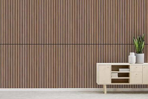 JANGAL Modular Wall Akustikpaneel, Echtholz Furnier Eiche + MDF (52 x 104 cm), Modulares Wandpaneel, mit recyceltem PET-Filz, zum Kleben oder Schrauben, Wandverkleidung, Holzpaneel (Davert Oak) von JANGAL