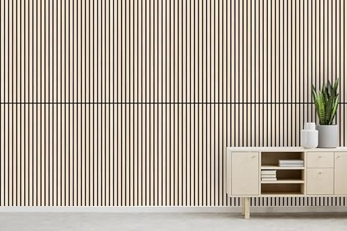 JANGAL Modular Wall Akustikpaneel, Echtholz Furnier Eiche + MDF (52 x 104 cm), Modulares Wandpaneel, mit recyceltem PET-Filz, zum Kleben oder Schrauben, Wandverkleidung, Holzpaneel (Letea Oak) von JANGAL