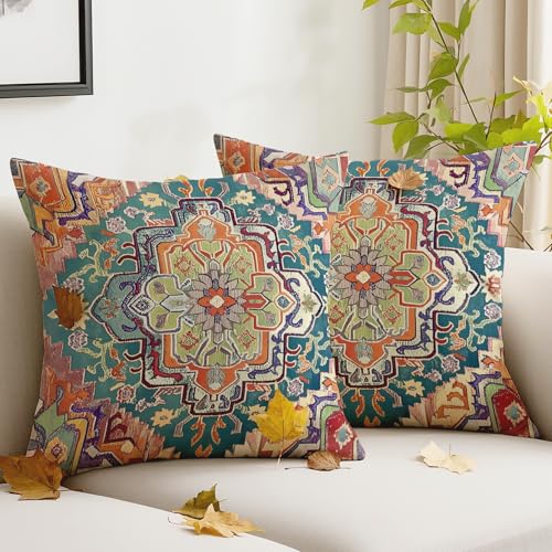 JANGYUHH Boho Kissenbezug 40x40 cm 2er Set Vintage Kissenbezüge Exotisch Sofakissen Samt Kissenhülle Abstrakt Dekorative Kissen für Garten Sofa Studie Wohnzimmer Bett von JANGYUHH