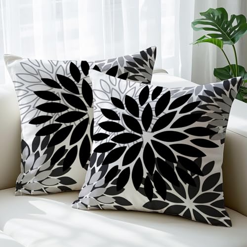 JANGYUHH Outdoor Kissenbezug 50x50 cm Modern Blumen Dekokissen Zweiseitiges Muster Schwarz Dahlien Sofakissen Leinen Kissenbezüge Dekorative für Sofa Garten Wohnzimmer Bett Terrasse 2er Set JANGYUHH Outdoor Kissenbezug 50x50 cm Modern Blumen Dekokissen Zweiseitiges Muster Schwarz Dahlien Sofakissen Leinen Kissenbezüge Dekorative für Sofa Garten Wohnzimmer Bett Terrasse 2er Set von JANGYUHH