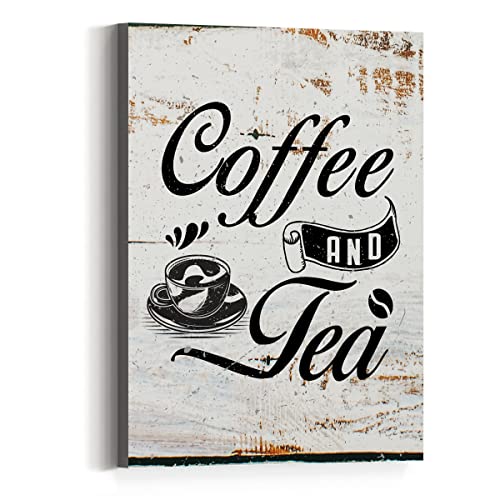 JANLAN Kunstdruck auf Leinwand im Retro-Stil, Kaffee-Zitat, Kaffee und Tee, Wandkunst, Kaffeebar, Wanddekoration, Zubehör, Kaffee-Liebhaber, Geschenk für Frauen und Männer von JANLAN