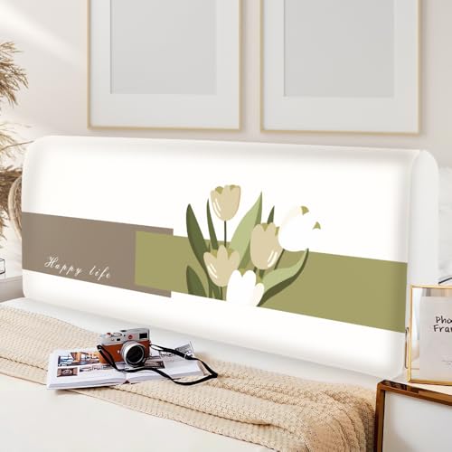 JANMEYO Bett Kopfteil Bezug Kopfteilbezug Schutz Moderner Einfacher Schonbezug Für Bettkopfteile Weicher Elastischer Staubschutzbezug Kopfteilüberzug Kingsize Kopfteilschoner-Pattern-7||100cm von JANMEYO