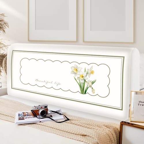 JANMEYO Bett Kopfteil Bezug Kopfteilbezug Schutz Moderner Einfacher Schonbezug Für Bettkopfteile Weicher Elastischer Staubschutzbezug Kopfteilüberzug Kingsize Kopfteilschoner-Pattern-9||180cm von JANMEYO