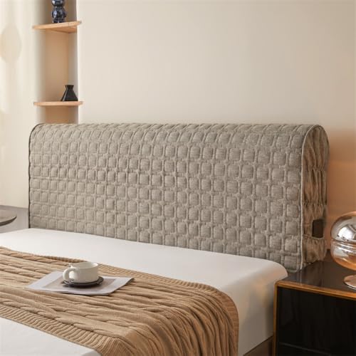 JANMEYO Kopfteilbezug Kopfteilschutz Für Einzel-/Kingsize-/Doppelbetten Verdickter, Elastischer Bett Kopfteil Schonbezug Staubschut Bett Bezug Hussen Für Die Schlafzimmerdekoration-Khaki Gray||210cm von JANMEYO