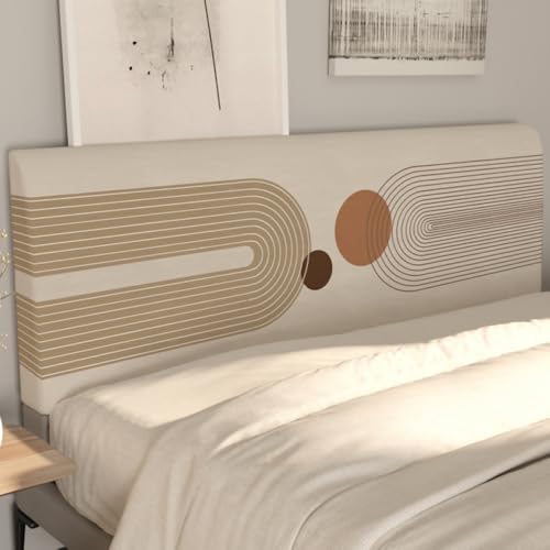 Kopfteilbezug, elastisch, weich, für Einzel-, Doppel- und Kingsize-Betten, universell und einfach, Schutz vor Staub, Integral-Beige-2|200 cm von JANMEYO