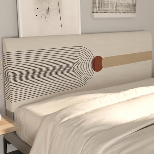 Kopfteilbezug, elastisch, weich, für Einzel-, Doppel- und Kingsize-Betten, universell und einfach, Schutz vor Staub, Integral-Beige-4||200 cm von JANMEYO