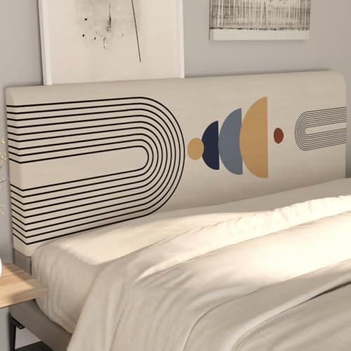 Kopfteilbezug, elastisch, weich, für Einzel-, Doppel- und Kingsize-Betten, universell und einfach, Schutz vor Staub, Integral-Beige-7||200 cm von JANMEYO