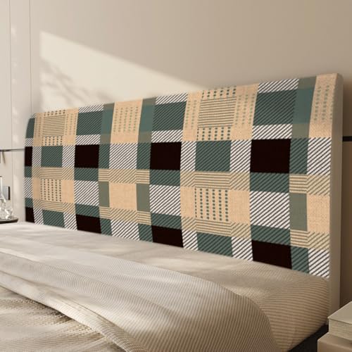 Kopfteilbezug Für Einzel-, Doppel- Und Kingsize-Betten Staubdichter Bett Kopfteil Schonbezug Mit Schlichtem Karomuster Moderner, Dehnbarer Bett Bezug Hussen Bettdekoration-Plaid pattern-3||70*120cm von JANMEYO