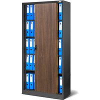 Aktenschrank Büroschrank Stahlschrank anthrazit-holz 185x90x40 - anthrazit-holz von JAN NOWAK