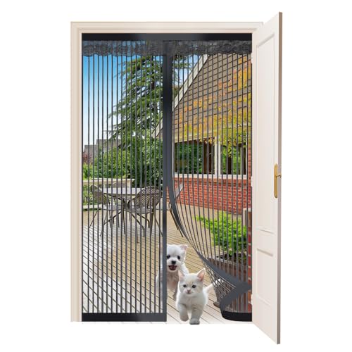 JANORS Magnetisches Fliegengitter für Türen, Insektenschutz mit Magnetverschluss, selbstklebend 90 x 210 cm (Streifen)​ von JANORS