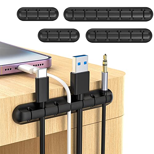JANREAY Kabelhalter Kabelclips, 4 Packungen Mehrzweck Kabelmanagement Kabel Organizer Set für Schreibtisch, Audiokabel, Netzkabel, USB Ladekabel von JANREAY