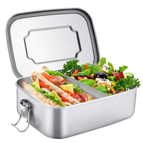 JANUIXCO Brotdose Edelstahl - 1200ml Lunchbox mit 2 Fächern und Dichtring - Auslaufsicher, BPA-frei - Brotdose Metall für Erwachsene & Kinder JANUIXCO Brotdose Edelstahl - 1200ml Lunchbox mit 2 Fächern und Dichtring - Auslaufsicher, BPA-frei - Brotdose Metall für Erwachsene & Kinder von JANUIXCO