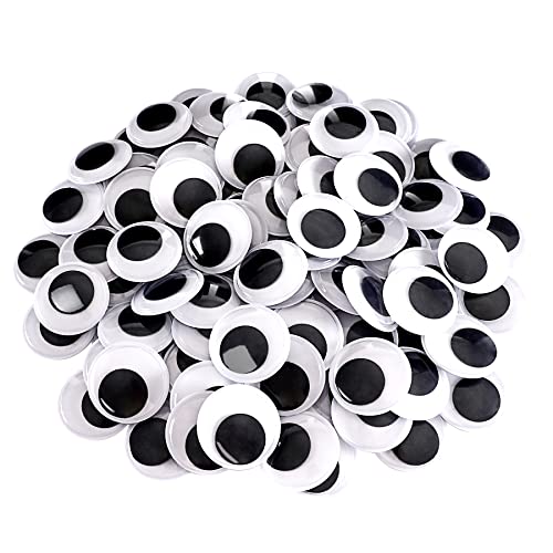 JANYUN 100 Stück 40mm Wackelaugen Selbstklebend Groß Schwarz Weiße Augen für DIY Handwerk Dekoration (40 mm) von JANYUN