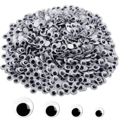 JANYUN 1000 Stück 8mm Wackelauge Selbstklebende Kulleraugen Selbstklebend Kunststoff Augen für DIY Scrapbooking Spielzeuge Zubehör von JANYUN