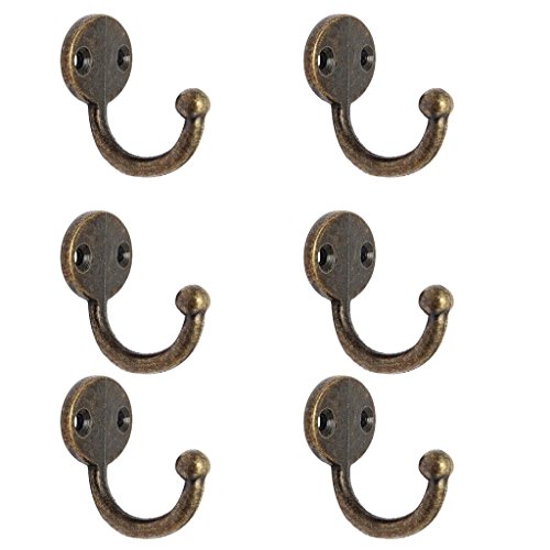 JANZU 6 Stück Retro-Wandhaken, für Mantel, Hut, Legierung, braun, 35 x 30 mm von JANZU