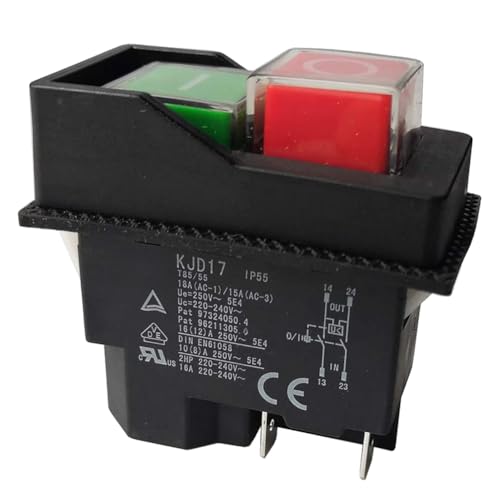 JANZU Elektrischer Schalter mit Drucktaste für Gartengeräte KJD17, 220 V, 4-polig von JANZU