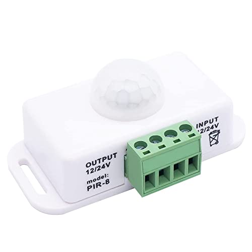 JANZU Funktionssteuerung mit PIR-Bewegungssensor, DC 12 V, 24 V, LED-Schalter, Infrarot-Schalter, Zeitschaltuhr, Weiß, für LED-Streifen von JANZU